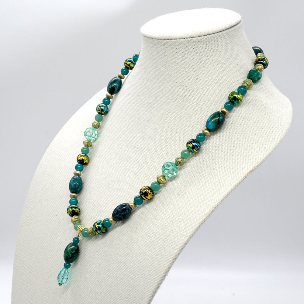 Aladdin color theme necklace. Green, Blue. - Picture 3 of 4